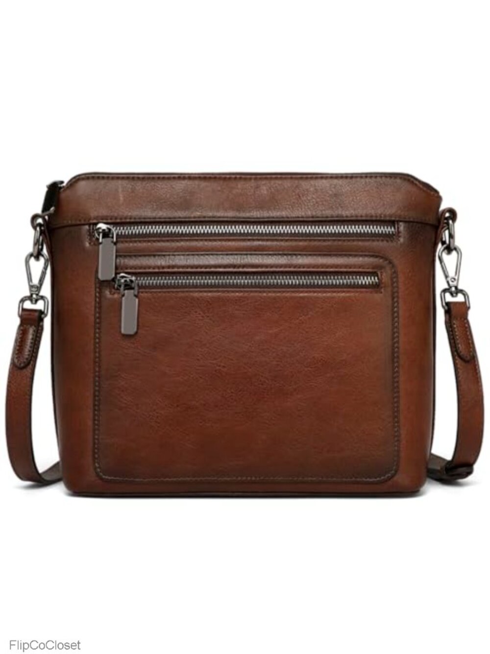 Genuine Leather Crossbody Bag Satchel Multiple Pockets Adjustable Strap